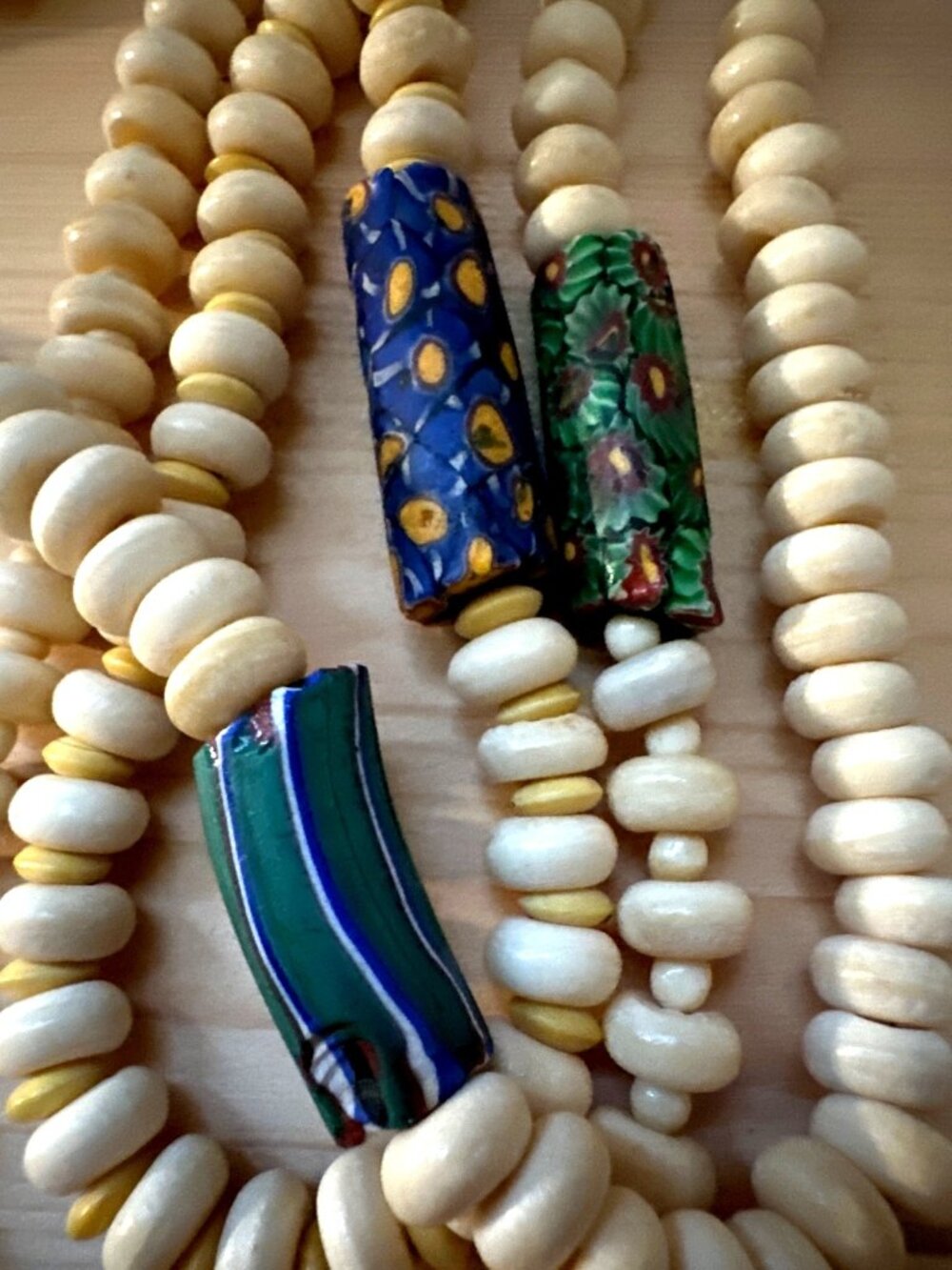 Millefiori Venetian Trade Bead Necklace Vintage African Tribal Boho Chic